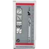 Bosch 2 608 637 876 lama per sega a gattuccio, sega a traforo e sega universale Lama per seghetto alternativo Acciaio al carbonio (HCS) 100 pz Lama per seghetto alternativo, Truciolare, Epossidico, Pannello in fibra, Plastica, Legno dolce, Paniforte, Acciaio al carbonio (HCS), Nero, Acciaio inox, 2,7 mm, 3 cm
