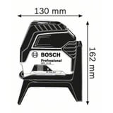 Bosch GCL 2-15 Livella lineare/puntiforme 15 m 650 nm (<1 mW), Attraversare la linea laser blu/Nero, 15 m, 0,3 mm/m, 4°, Rosso, 650 nm (<1 mW), Livella lineare/puntiforme