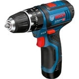 Bosch GSB 12V-15 Professional 1300 Giri/min Nero, Blu, Trapano a percussione blu/Nero, Trapano con impugnatura a pistola, Nero, Blu, 1 cm, 1300 Giri/min, 1,9 cm, 1 cm