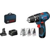 Bosch GSB 12V-15 Professional 1300 Giri/min, Cordless blu/Nero, Trapano con impugnatura a pistola, 1 cm, 1300 Giri/min, 1,9 cm, 1 cm, 1 mm