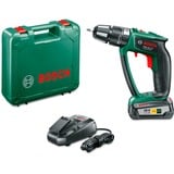 Bosch PSR 18 LI-2 Ergonomic 1400 Giri/min Senza chiave 1,3 kg Nero, Verde, Trapano a percussione verde/Nero, Trapano dritto, Senza chiave, 1,3 cm, 1400 Giri/min, 3,8 cm, 1,3 cm
