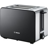 Bosch TAT7203 tostapane 2 fetta/e 1050 W Nero, Acciaio inossidabile Nero/Argento, 2 fetta/e, Nero, Acciaio inossidabile, Pulsanti, Manopola, CE, VDE, 1050 W, 220-240 V