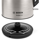 Bosch TWK3P420 bollitore elettrico 1,7 L 2400 W Nero, Acciaio inossidabile accaio/Nero, 1,7 L, 2400 W, Nero, Acciaio inossidabile, Acciaio inossidabile, Indicatore del livello dell'acqua, Arresto di sicurezza contro il surriscaldamento
