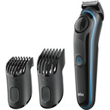 Braun Rasoio Barba Elettrico BT3040, Regolabarba Uomo E Tagliacapelli, Rasoio per barba Nero/Blu, Regolabarba Uomo E Tagliacapelli, Lavabile, Nero
