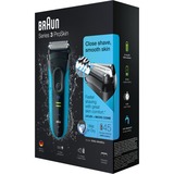 Braun Series 3 ProSkin 3045s Rasoio Trimmer Nero, Blu Nero/Blu, Rasoio, 2 SensoFoil, 1 Middle Trimmer, Nero, Blu, LED, Batteria, Nichel-Metallo Idruro (NiMH)