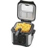 Clatronic FR 3649 Singolo 2,5 L 1600 W Nero, Friggitrice Nero/in acciaio inox, 2,5 L, 130 °C, 190 °C, Singolo, Nero, Pulsanti