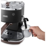 DeLonghi Icona Vintage Automatica Macchina per espresso 1,4 L Nero/argento lucido, Macchina per espresso, 1,4 L, Cialde caffè, Caffè macinato, 1100 W, Nero