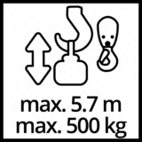 EINHELL TC-EH 500 1000 W 500 kg 230 V, Argano rosso, 500 kg, 11,5 m, 5,7 m, 5,7 m/min, 11,5 m/min, 1000 W