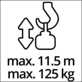 Einhell TC-EH 250 500 W 12 m 125 kg rosso, Fune di sollevamento a filo, 12 m, 125 kg, 250 kg, 11,5 m, 5,7 m