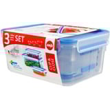 Emsa 508566 recipiente per cibo Rettangolare Set Trasparente 3 pz, Casella trasparente/Blu, Set, Rettangolare, Trasparente, Elastomero Termoplastico (TPE), Germania, 167 mm