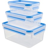 Emsa CLIP & CLOSE Rettangolare Scatola Blu, Trasparente 3 pz trasparente/Blu, Scatola, Rettangolare, Blu, Trasparente, Elastomero Termoplastico (TPE), Germania, 3 pz