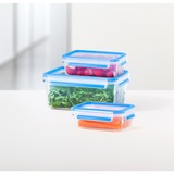 Emsa CLIP & CLOSE Rettangolare Scatola Blu, Trasparente 3 pz, Casella trasparente/Blu, Scatola, Rettangolare, Blu, Trasparente, Elastomero Termoplastico (TPE), Germania, 3 pz