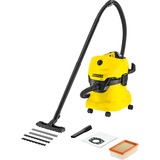 Kärcher Wd 4, Aspira bagnato / asciutto giallo/Nero, 1600 W, Aspiratore a cilindro, Secco e bagnato, 20 L, Nero, Giallo