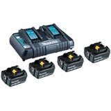 Makita 199483-0 batteria e caricabatteria per utensili elettrici Set batteria e caricabatterie Nero, Set batteria e caricabatterie, Ioni di Litio, 5 Ah, 18 V, Makita, 4 pezzo(i)