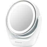 Medisana CM 835 specchietto per trucco Libera installazione Rotondo Cromo, Specchio cosmetico bianco, 12 lampada(e), LED, Batteria, AAA, 1,5 V, 169 mm