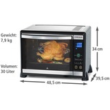 Rommelsbacher BGE 1580/E fornetto con tostapane 30 L 1580 W Nero, Acciaio inossidabile Grill accaio, 30 L, Nero, Acciaio inossidabile, Touch, 80 - 230 °C, Acciaio inossidabile, 120 min