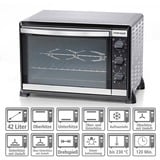 Rommelsbacher BG 1805/E fornetto con tostapane Acciaio inossidabile Grill, Mini forno accaio/Nero, Acciaio inossidabile, Manopola, 1800 W, 515 mm, 415 mm, 360 mm