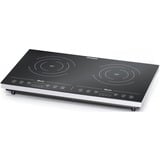 Rommelsbacher CT 3410/IN piano cottura Nero, Bianco Superficie piana A induzione 2 Fornello(i), Piastra riscaldante Nero/Argento, Nero, Bianco, Superficie piana, A induzione, Vetro-ceramica, 2 Fornello(i), 1400 W