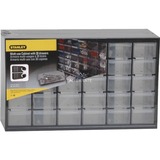 Stanley Cassettiera 30 cassetti piccol, Cassetta portautensili Nero/trasparente, Cassetta degli attrezzi, Plastica, Nero, 365 mm, 155 mm, 225 mm