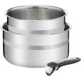 Tefal Jamie Oliver Ingenio set di pentole 3 pz accaio, Acciaio inossidabile, Acciaio inossidabile, Titanium Excellence, Nero, Acciaio inossidabile, 250 °C, Tecnologia Thermo-Spot