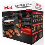 Tefal OptiGrill Elite GC750D30 Griglia di contatto argento/Nero, Nero, Acciaio inossidabile, Plastica, Rettangolare, Touch, 600 cm², 300 x 200 mm