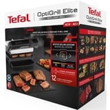 Tefal OptiGrill Elite GC750D30 Griglia di contatto, Come contattare con grill argento/Nero, Nero, Acciaio inossidabile, Plastica, Rettangolare, Touch, 600 cm², 300 x 200 mm