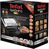 Tefal OptiGrill+ Griglie di contatto, Come contattare con grill argento/Nero, Argento, Rettangolare, Sensore, Griglia, 600 cm², 300 x 200 mm
