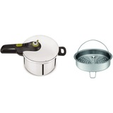 Tefal P2530738 pentola a pressione per piano cottura 6 L Nero, Acciaio inossidabile accaio/Nero, 6 L, Ceramica, Gas, Alogena, Induzione, Piastra sigillata, Nero, Acciaio inossidabile, 22 cm, Acciaio inossidabile, 6 persona(e)