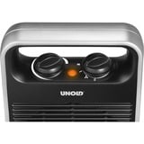 Unold 86106 stufetta elettrica Interno Nero, Argento 2000 W Riscaldatore ambiente elettrico con ventilatore, Termoventilatore argento/Nero, Riscaldatore ambiente elettrico con ventilatore, 1,45 m, CE, Interno, Pavimento, Tavolo, Nero, Argento