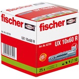fischer 062759 ancoraggio a vite e tassello 25 pezzo(i) 6 cm grigio chiaro, Grigio, 6 cm, 1 cm, 7,5 cm, 6 mm, 8 mm