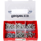 fischer FIXtainer 175 pz Kit di viti, Tassello grigio chiaro, Kit di viti, Nero, Grigio, Rosso, Argento, 175 pz