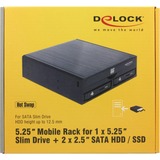 DeLOCK 47230 box per lettore ottico 13,3 cm (5.25") SATA III Nero Nero, 13,3 cm (5.25"), SATA III, Nero, Alluminio, 146,2 mm, 149,7 mm