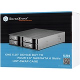 SilverStone FS204 array di dischi Nero Nero, SATA, Seriale ATA II, Serial ATA III, 2.5", 670 g, Nero