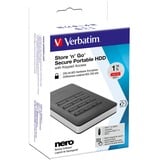 Verbatim Disco rigido portatile Store n Go® Secure con tastierino di accesso da 1TB Nero/Argento, 1000 GB, Nero, Argento