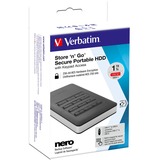 Verbatim Disco rigido portatile Store n Go® Secure con tastierino di accesso da 1TB, Hard-disk Nero/Argento, 1000 GB, Nero, Argento