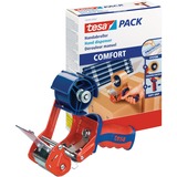 tesa 06400-00001-02 distributore di nastro adesivo per scatola Portatile Manuale, Dispenser rosso/Blu, Portatile, Manuale
