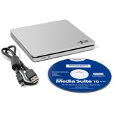 Hitachi-LG Data Storage Slim Portable DVD-Writer lettore di disco ottico DVD±RW Argento argento, Argento, Fessura, Desktop/Notebook, DVD±RW, USB 2.0, 60000 h