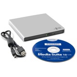 Hitachi-LG Data Storage Slim Portable DVD-Writer lettore di disco ottico DVD±RW Argento argento, Argento, Vassoio, Desktop/Notebook, DVD±RW, USB 2.0, 60000 h, Vendita al dettaglio