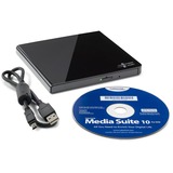 Hitachi-LG Data Storage Slim Portable DVD-Writer lettore di disco ottico DVD±RW Nero Nero, Nero, Vassoio, Desktop/Notebook, DVD±RW, USB 2.0, 60000 h, Vendita al dettaglio