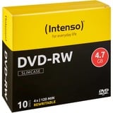Intenso DVD-RW 4.7GB, 4x 4,7 GB 10 pz, Supporti vergini DVD 4x, DVD-RW, 120 mm, Custodia per CD, 10 pz, 4,7 GB