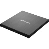 Verbatim External Slimline lettore di disco ottico Blu-Ray RW Nero, masterizzatore Blu-ray esterno Nero, Nero, Fessura, Desktop/Notebook, Blu-Ray RW, USB 3.2 Gen 1 (3.1 Gen 1), 145 mm