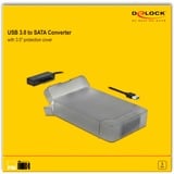DeLOCK 64086 scheda di interfaccia e adattatore Interno SATA, Convertitore Nero, USB tipo A, SATA, Trasparente, 6 Gbit/s, Windows 10, Windows 7, Windows 8.1, ChromeOS