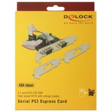 DeLOCK 89641 scheda di interfaccia e adattatore Interno Seriale PCIe, Seriale, A basso profilo, PCIe 2.0, RS-232, Verde