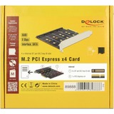DeLOCK 89888 scheda di interfaccia e adattatore Interno SATA, Scheda RAID PCIe, SATA, 1 x PCI Express x4, 4 x 67 pin M.2 key B, Cina, Marvell 88SE9230, 6 Gbit/s