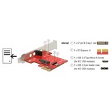 DeLOCK 89889 scheda di interfaccia e adattatore Interno M.2 M.2, 1 x 67 pin M.2 key E, 1 x PCI Express x1, 1 x USB 2.0 Micro-B, 1 x USB 2.0 pin header, Taiwan, Scatola