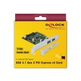 DeLOCK 90298 scheda di interfaccia e adattatore Interno USB 3.2 Gen 1 (3.1 Gen 1), Controller USB PCIe, USB 3.2 Gen 1 (3.1 Gen 1), PCIe 3.0, Cina, Asmedia ASM3142, 10 Gbit/s