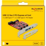 DeLOCK 90492 scheda di interfaccia e adattatore Interno USB 3.2 Gen 1 (3.1 Gen 1), USB 3.2 Gen 2 (3.1 Gen 2) PCIe, USB 3.2 Gen 1 (3.1 Gen 1), USB 3.2 Gen 2 (3.1 Gen 2), PCIe 3.0, 10 Gbit/s, Windows 10, Windows 10 x64, Windows 8.1, Windows 8.1 x64, Scatola