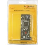 DeLOCK Controller SATA, 4 port w/ Raid 4 port w/ Raid, 32-Bit PCI 2.2, Lite retail