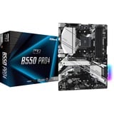 ASRock B550 Pro4 AMD B550 Socket AM4 ATX, Scheda madre Nero/Argento, AMD, Socket AM4, 3rd Generation AMD Ryzen™ 3, 3rd Generation AMD Ryzen 5, 3rd Generation AMD Ryzen™ 7, 3rd..., Socket AM4, DDR4-SDRAM, 128 GB