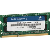 Corsair CMSA4GX3M1A1333C9 memoria 4 GB 1 x 4 GB DDR3 1333 MHz 4 GB, 1 x 4 GB, DDR3, 1333 MHz, 204-pin SO-DIMM, Multicolore, Lite retail